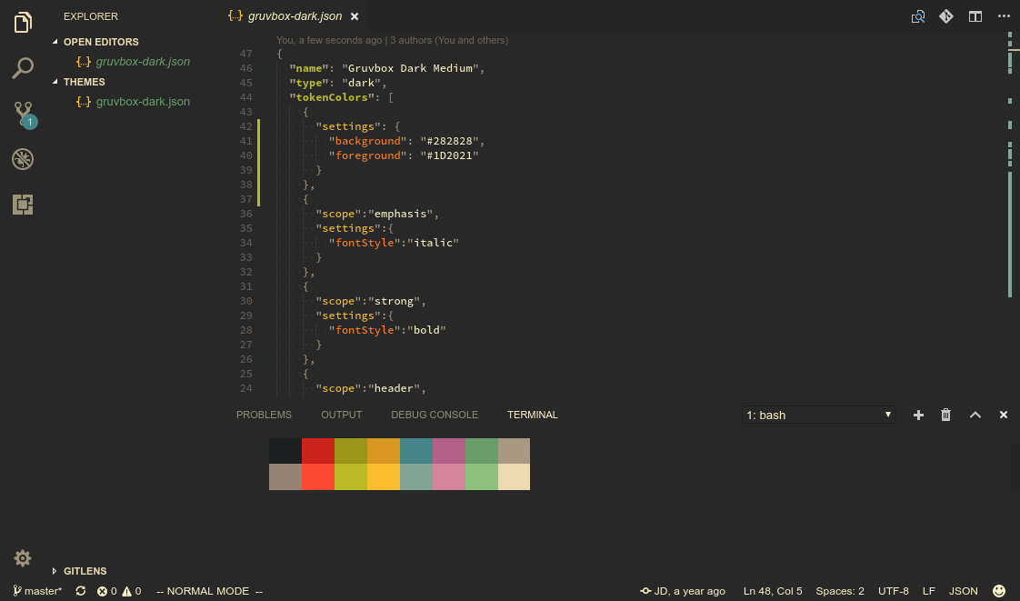 workbench & terminal colors