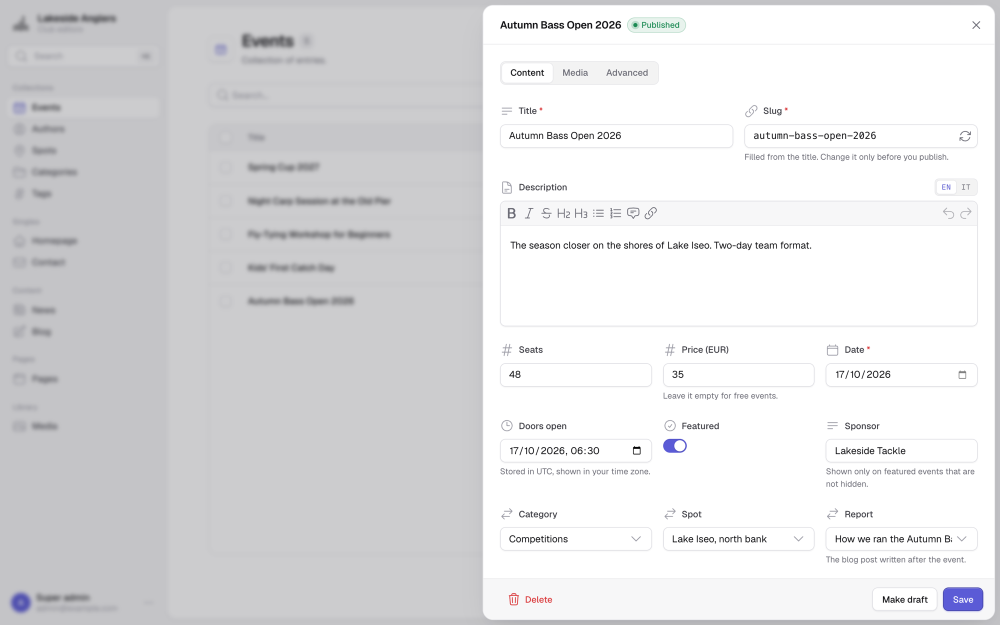 Entry editor