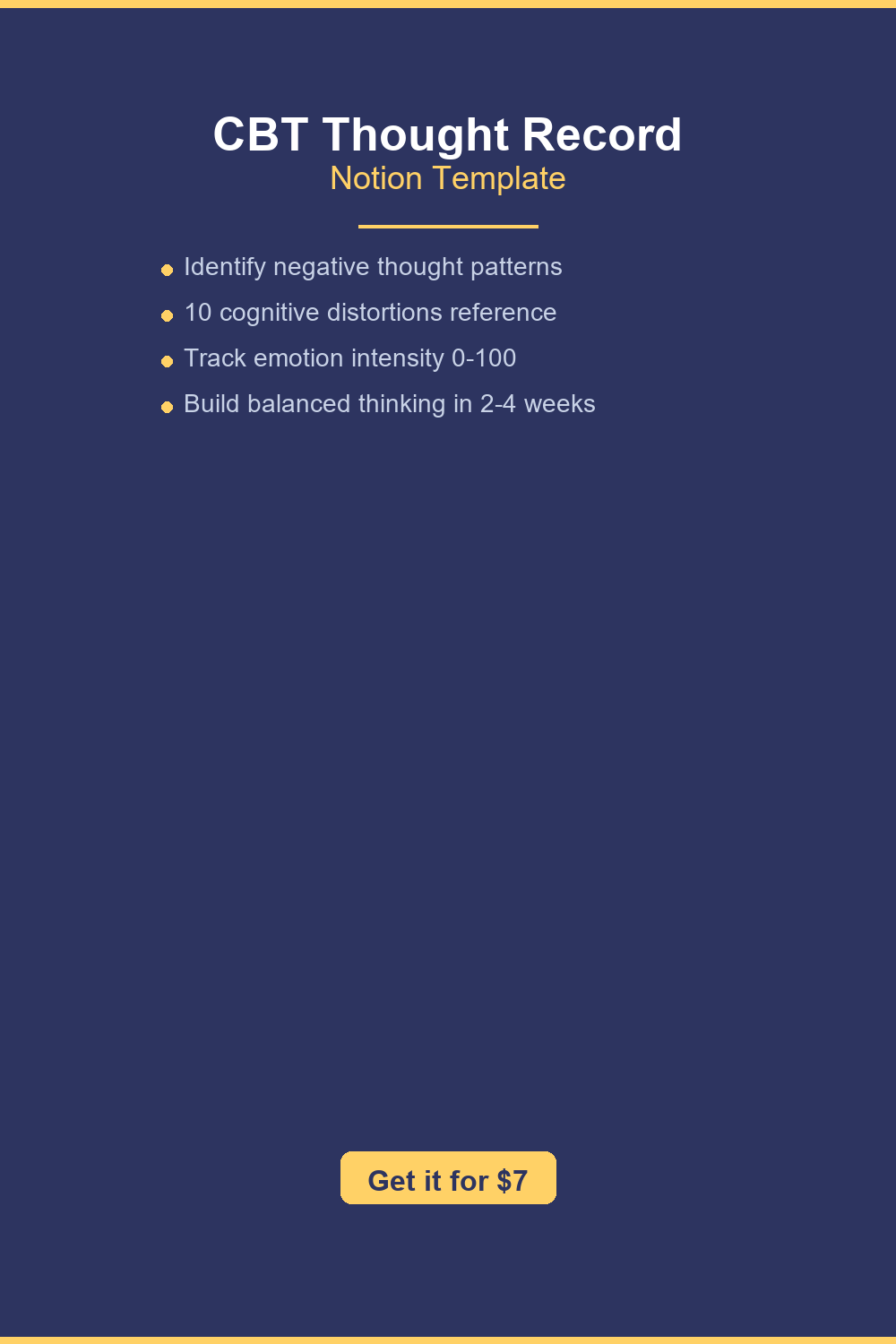 CBT Thought Record - Notion Template for Mental Health Journaling