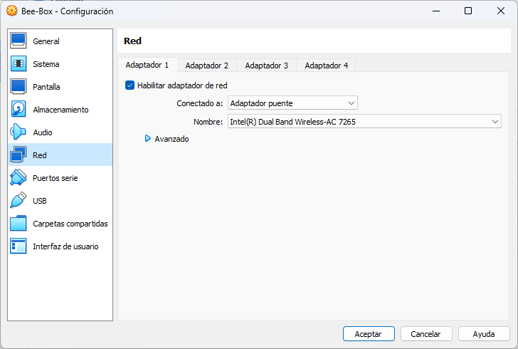 network adapter virtualbox