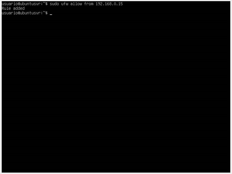 Firewall Configuration - Command sudo ufw allow ip_address to any port <port_number>