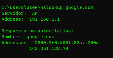 nslookup servidor