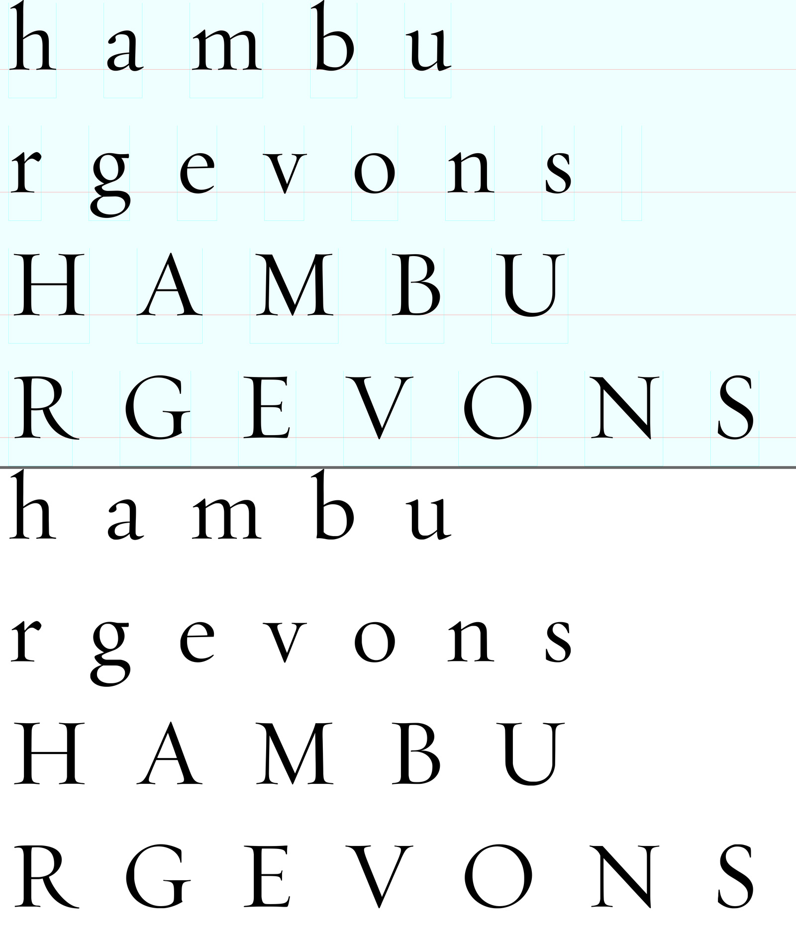 source sheet vs font recreation
