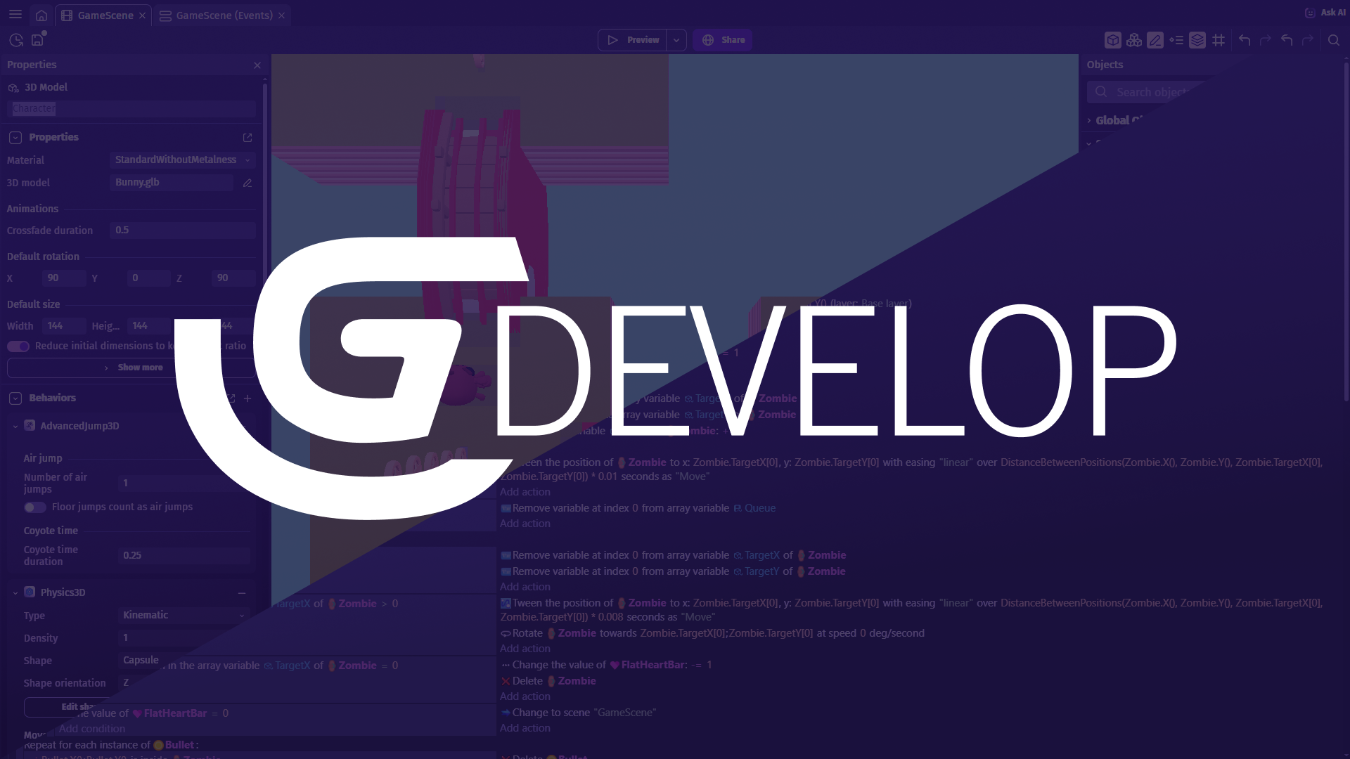 GDevelop visual game editor