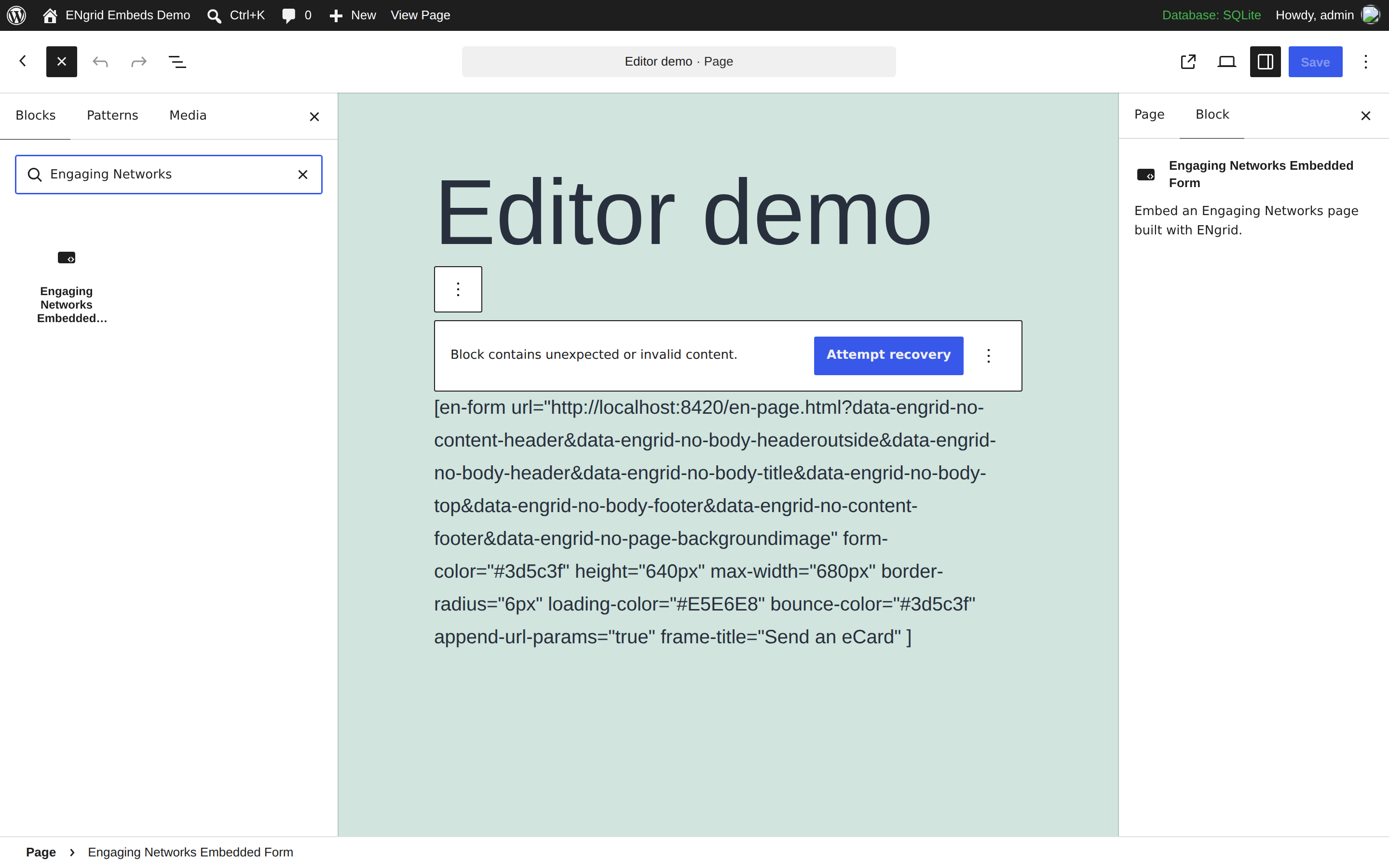 The block in the WordPress inserter