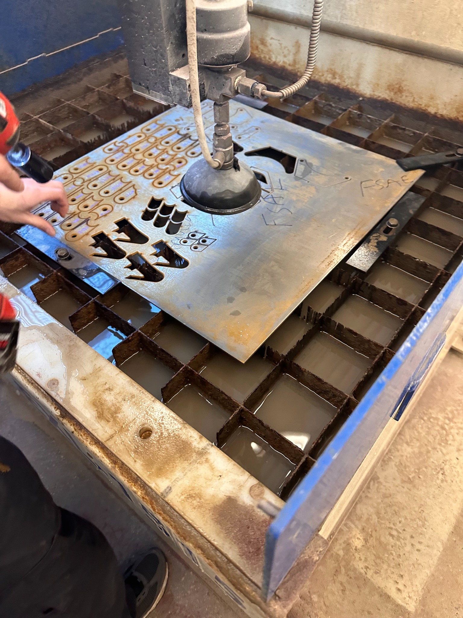FSAE waterjet-cut tab sheet