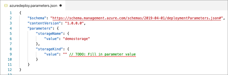 Image showing parameter file after missing parameters have been added