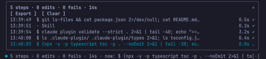 Stepscope timeline pane and band in Claude Code
