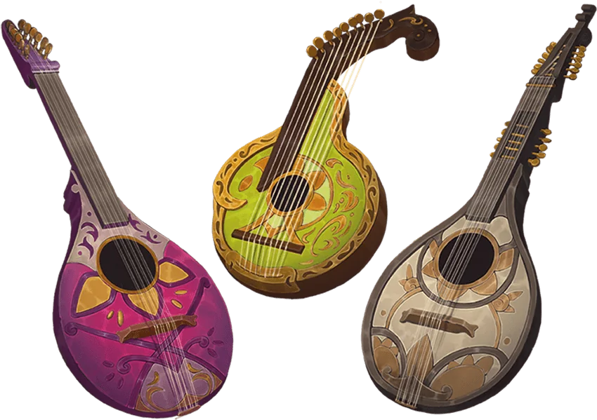 Left to Right: Yarting, Bandore, Cittern
