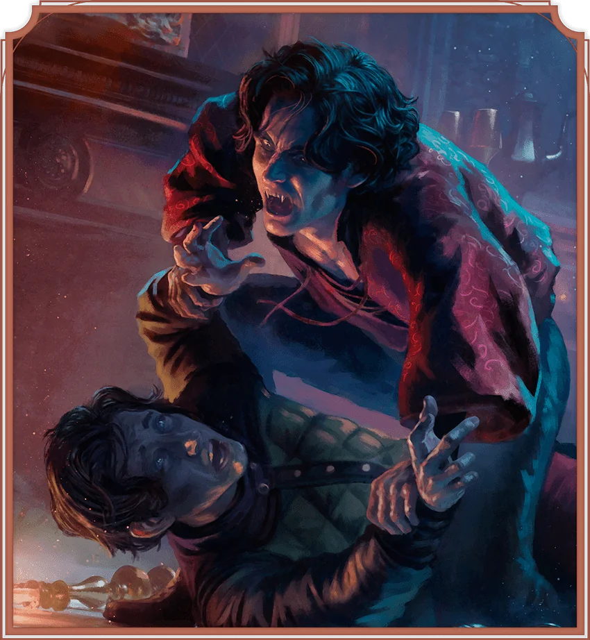 A dhampir gains the upper hand against an enemy
