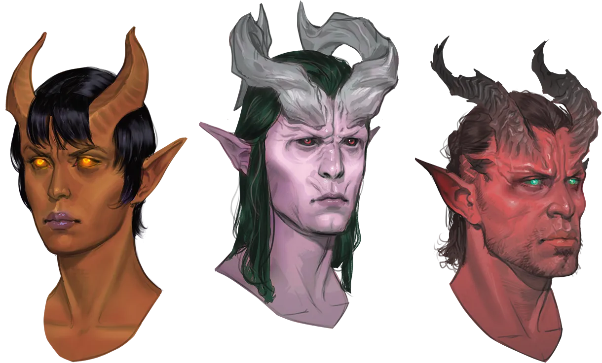 Infernal Tiefling, Chthonic Tiefling, Abyssal Tiefling