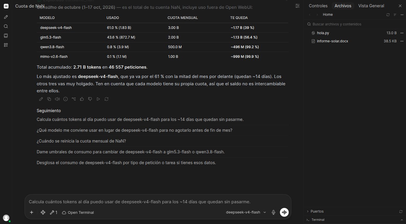 La herramienta de consumo respondiendo en el chat
