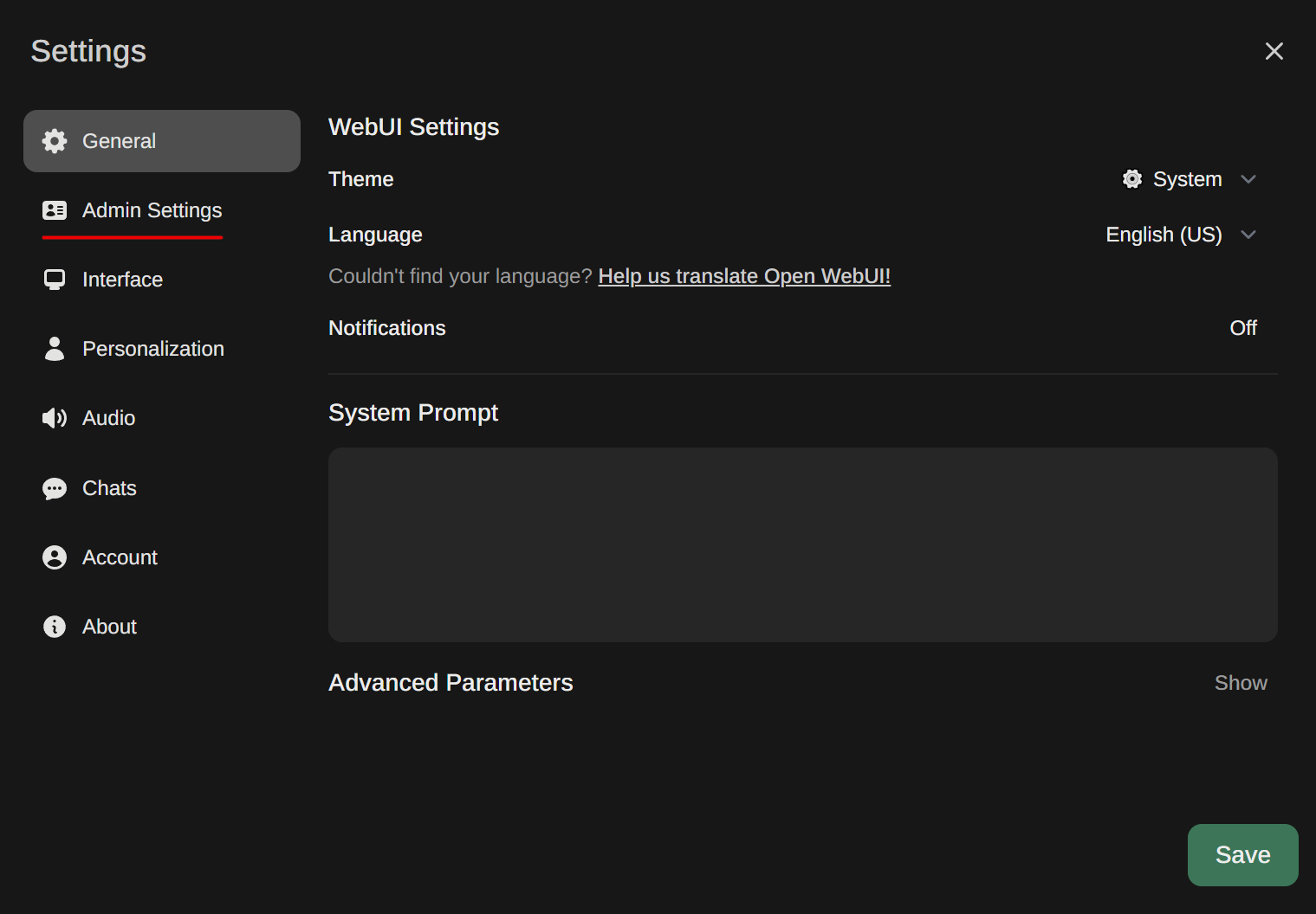 Admin Settings