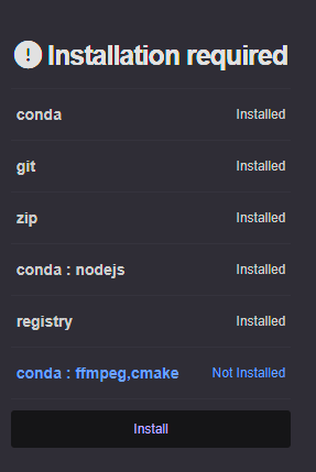conda:cmake, ffmpeg - loop