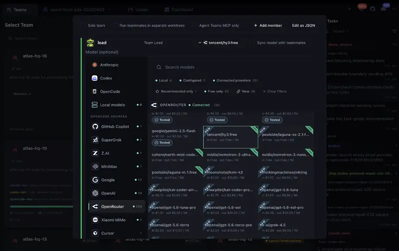 Select AI providers and models