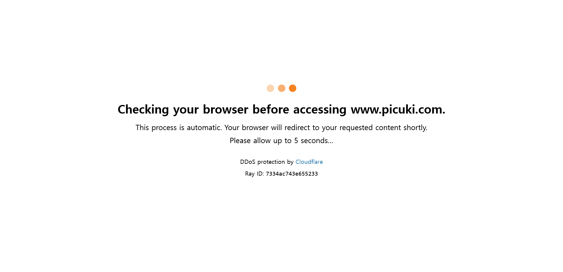 Cloudflare 화면 - picuki.com 접속