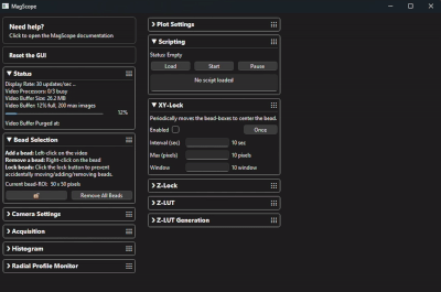 Demonstration of moving a GUI panel in MagScope