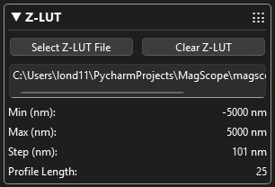The Z-LUT selection panel