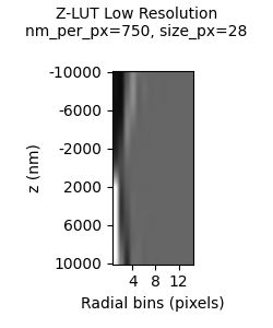 Example of low-resolution Z-LUT rendering