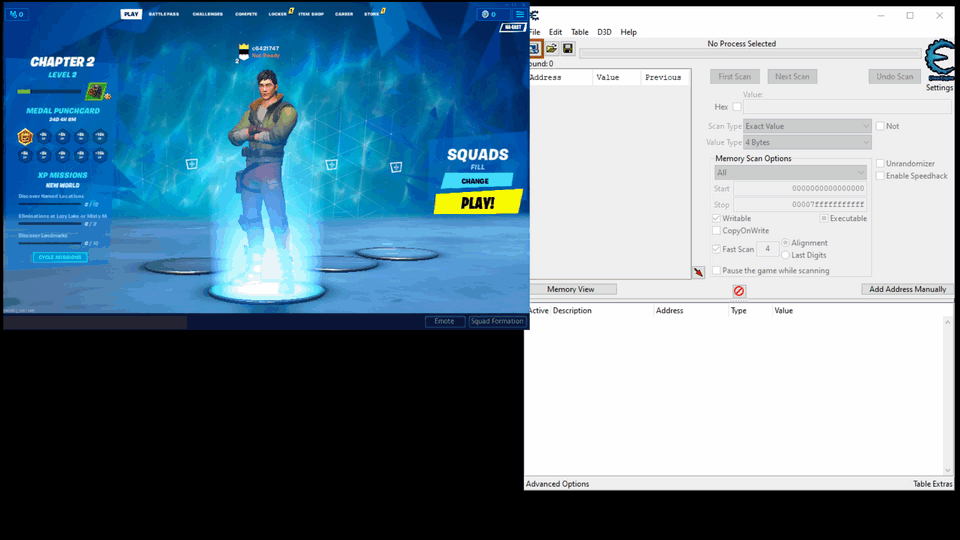 Demo with Fortnite and Cheat Engine