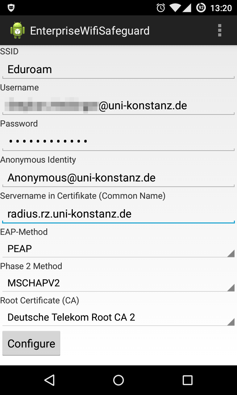 Sample Config University of Konstanz