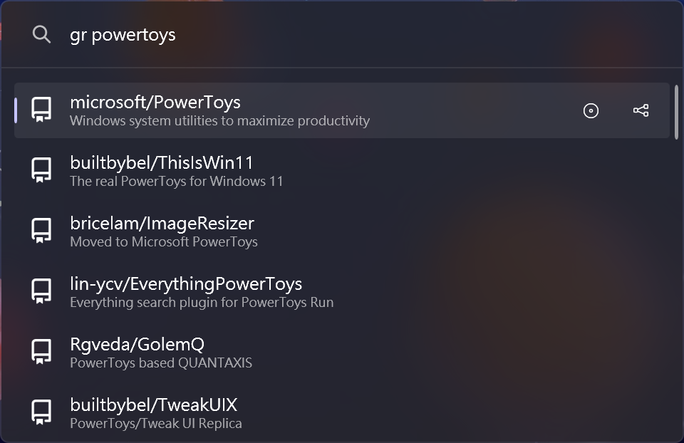 Search repo with query