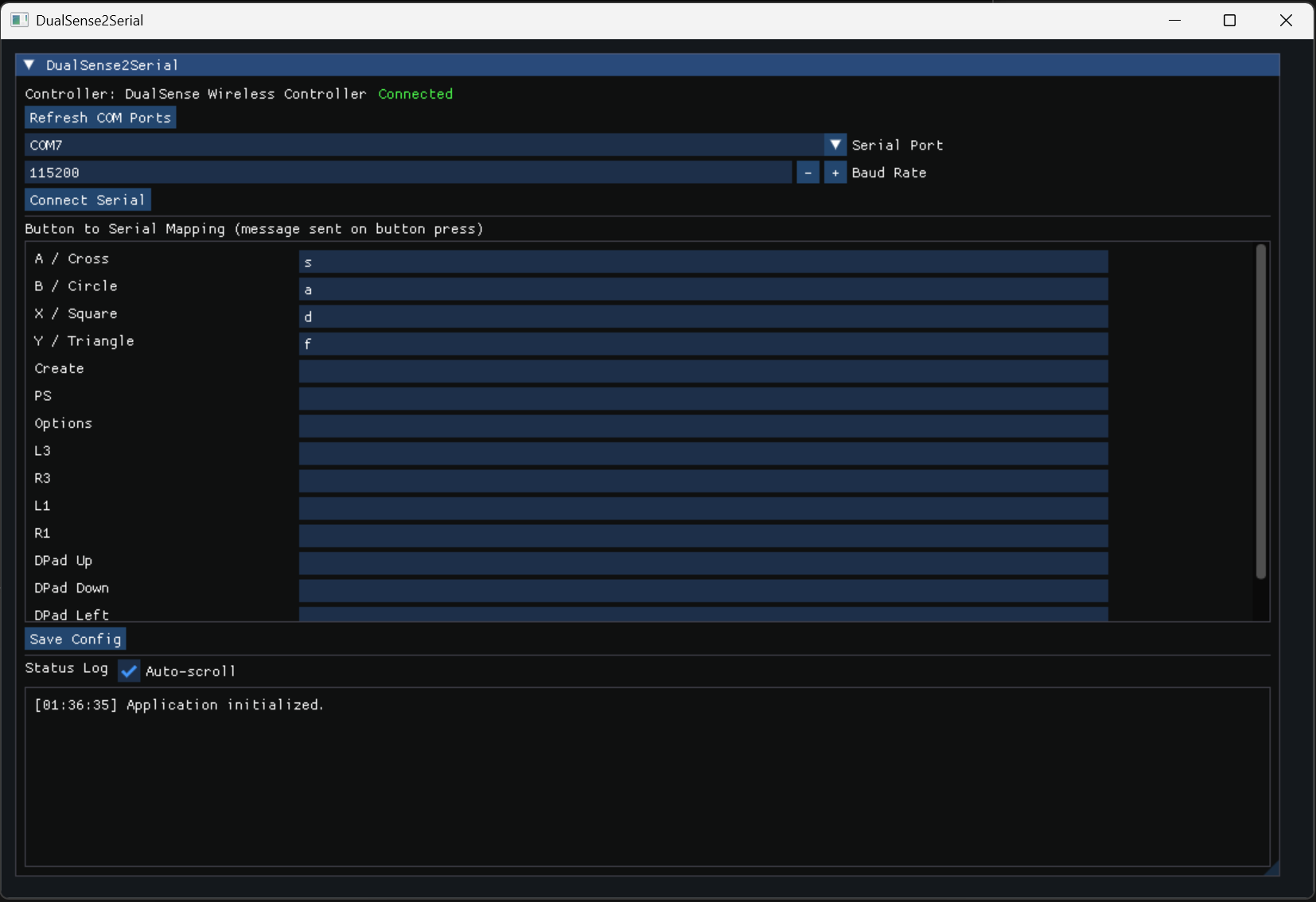 DualSense2Serial README Screenshot