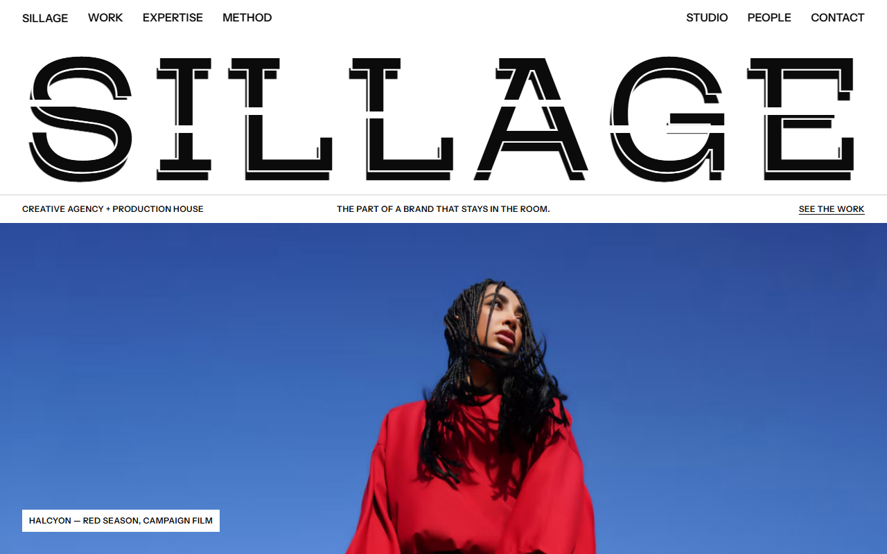 Agency portfolio, first screen on desktop