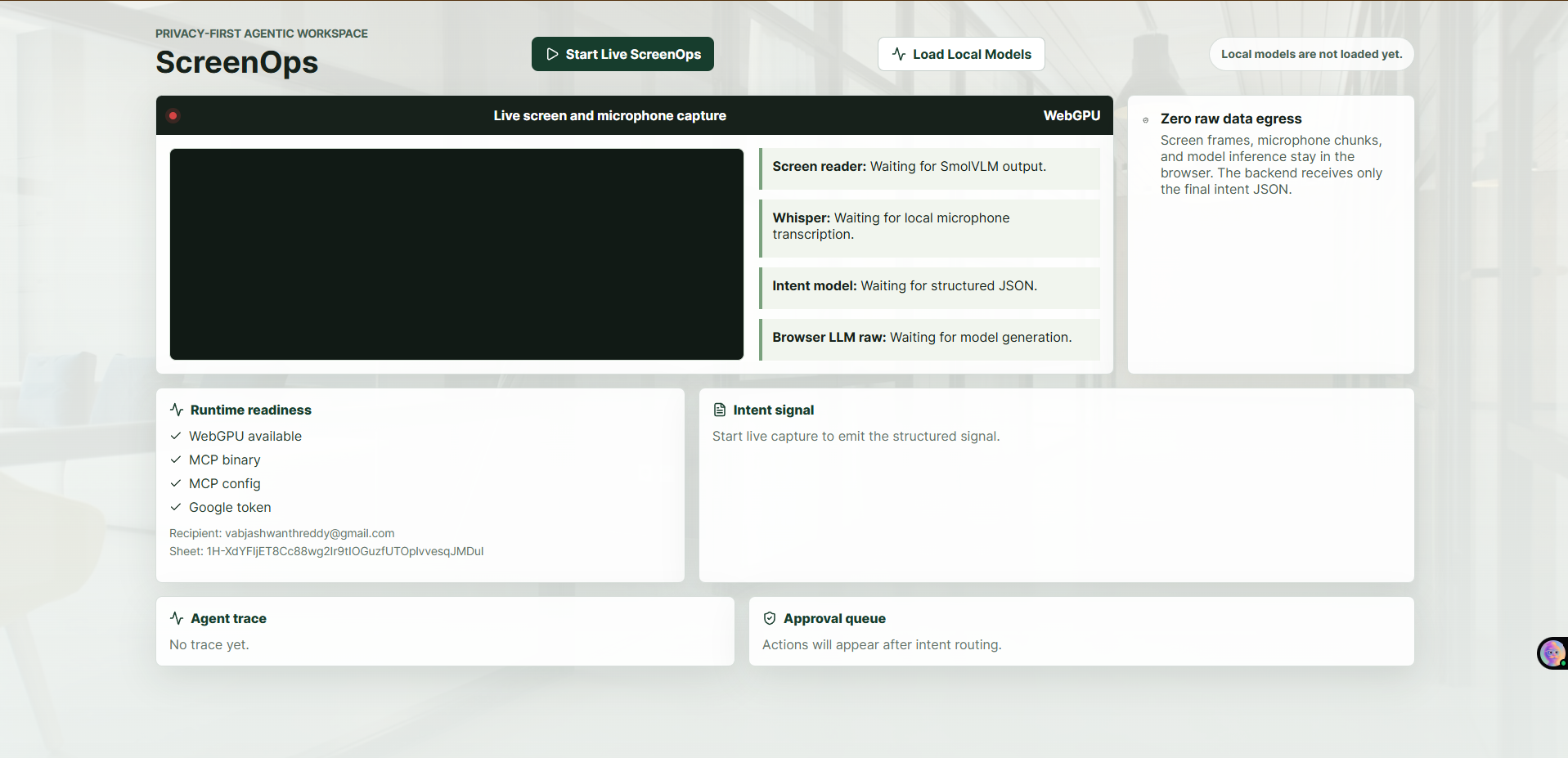 Initial ScreenOps dashboard