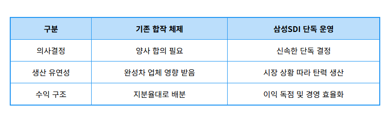 합작법인 vs 단독운영 비교 표