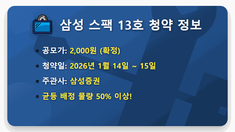 삼성 스팩 13호 청약, 현실적인 투자 전략과 핵심 포인트 3가지 - 핵심 요약