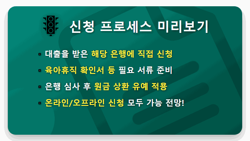 육아휴직 주담대 원금 상환 유예, 모르면 손해! 현실적인 신청 방법과 꿀팁 총정리 - 핵심 요약