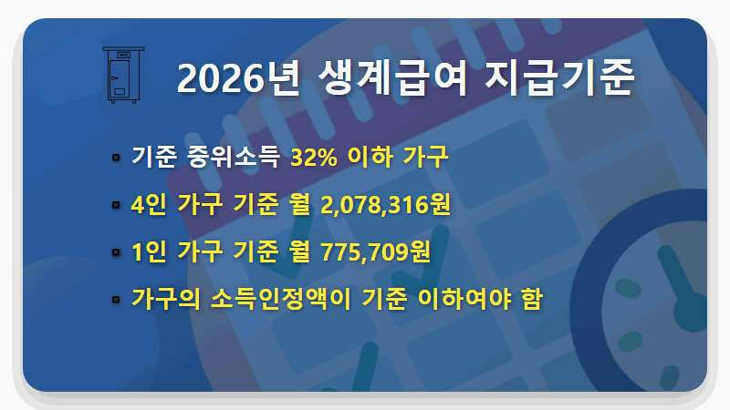 2026년 기초생활수급자 조건, 월 200만원 받는 현실적인 방법 - 핵심 요약