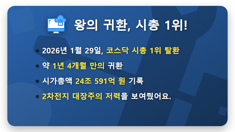 에코프로비엠 주가 조정, 1년 4개월 만의 코스닥 1위! 현실적인 투자 전략은? - 핵심 요약