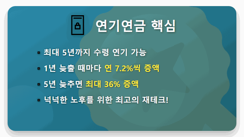 국민연금 수령나이, 1분만 투자하면 연금액 36% 더 받는 꿀팁 - 핵심 요약
