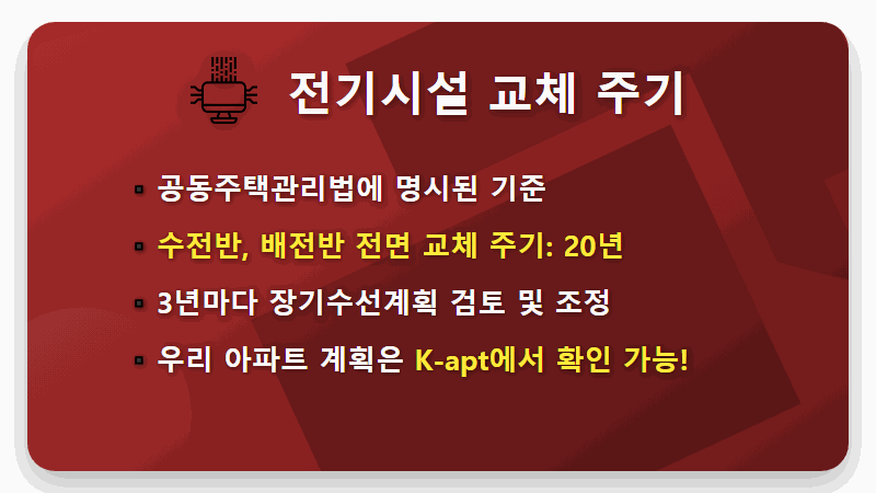 아파트 장기수선충당금, 전기시설(배전반) 교체 현실적인 사용 기준과 방법 총정리 - 핵심 요약
