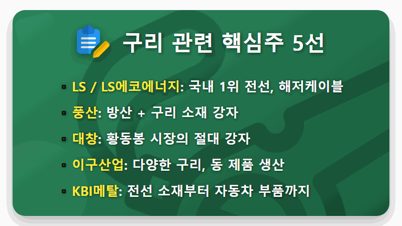 구리 관련주 TOP 5, 2026년 이 주식 모르면 후회합니다! (LS, 풍산, 대창) - 핵심 요약