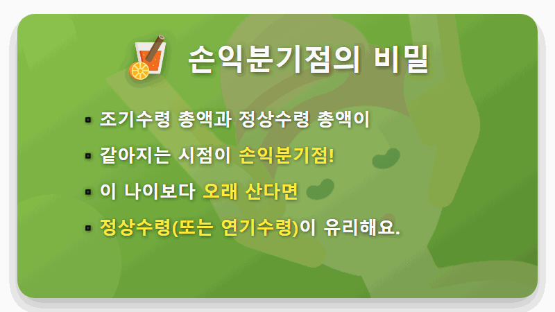 국민연금 조기수령, 100세 시대 현실적인 손익분기점 완벽 계산! - 핵심 요약