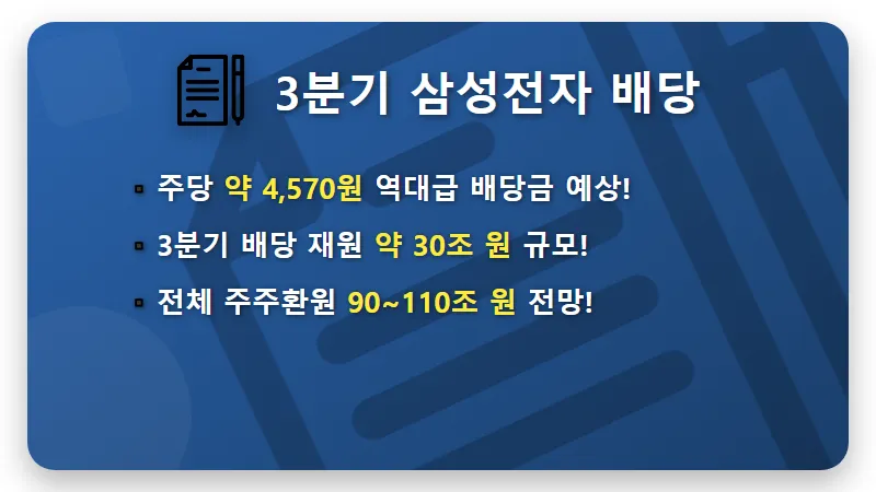 삼성전자 3분기 배당 4,570원? 역대급 보너스 놓치지 않는 현실적인 꿀팁! - 핵심 요약