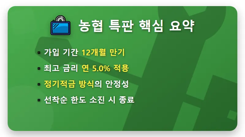 농협 적금 특판 5% 금리 12개월 가입 시 실제 이자 수령액 및 꿀팁 정리 - 핵심 요약