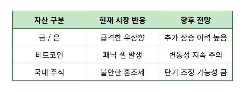 미국 이란 전쟁 위기 금 은 투자 시기? 비트코인 급락 속 현실적인 국장 대응 방법 - 상세 표