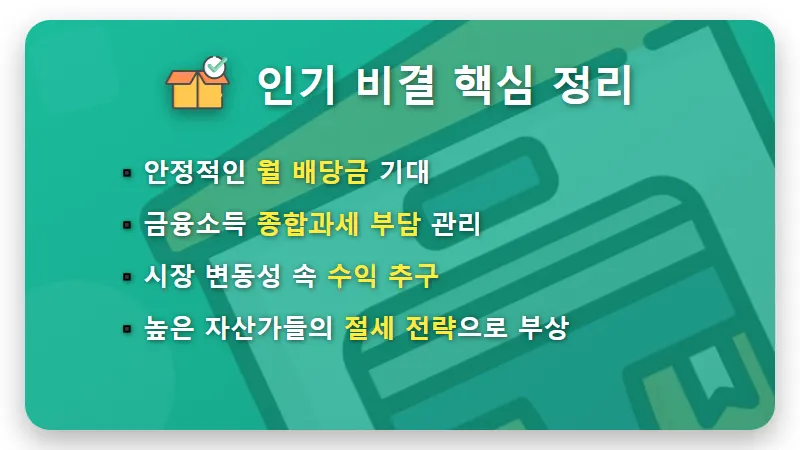 금융소득세 절세 전략, 강남 부자들이 선택한 커버드콜 ETF 현실적인 활용 꿀팁 - 핵심 요약