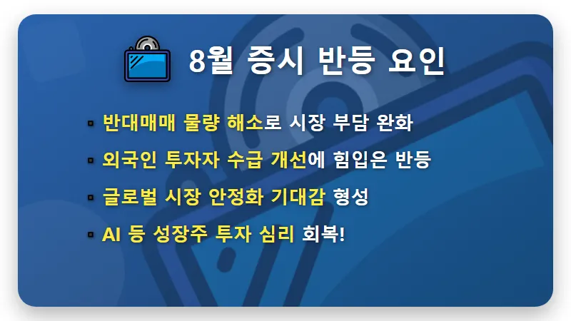 8월 국내 증시 회복, 외국인 순매수 집중 AI 관련주 BEST4 현실적인 투자 꿀팁 - 핵심 요약