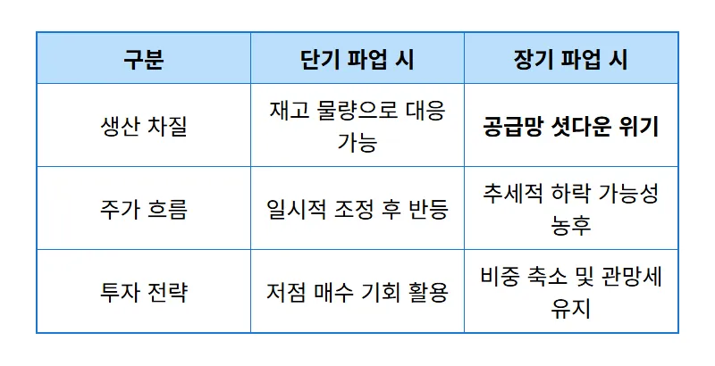 삼성전자 총파업 100조 원 손실 위기, 현실적인 투자 대응 전략 3가지 - 상세 표
