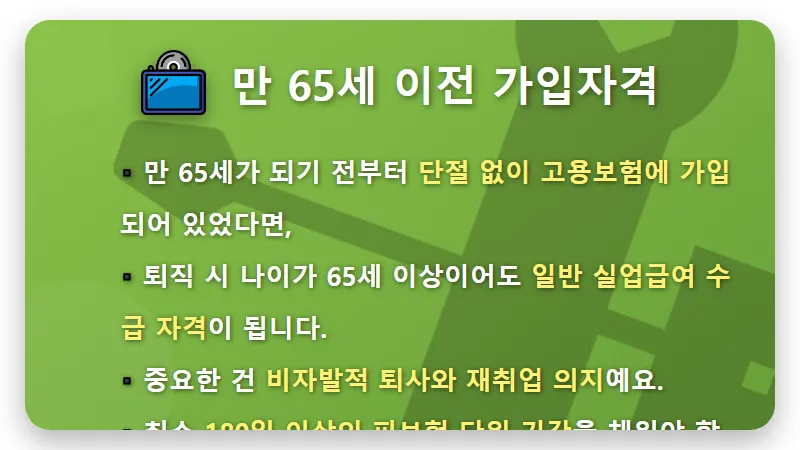 만 65세 이상 실업급여, 정년 연장 걱정 끝! 고용보험 가입 시점별 현실적인 신청 꿀팁 - 핵심 요약