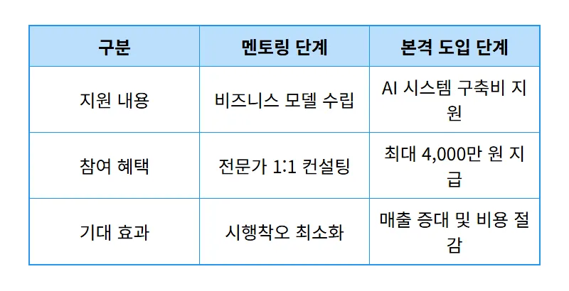 소상공인 AI 지원금 4000만 원 받는 현실적인 방법과 모집 일정 꿀팁 - 상세 표