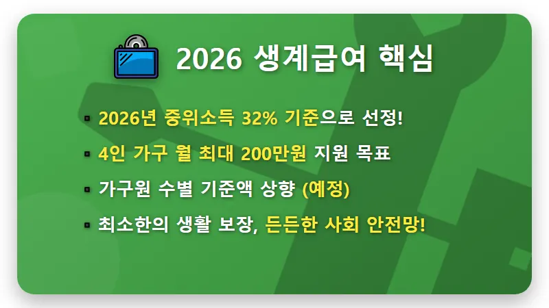 2026 무직자 생계급여: 월 200만원 받는 현실적인 신청 방법과 꿀팁! - 핵심 요약