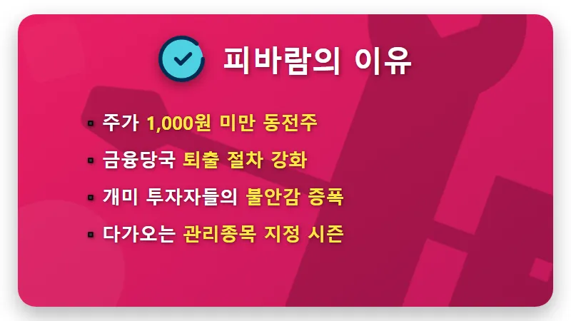 현실적인 동전주 상장폐지 대처법! 13일 불안감 속 관리종목 지정 기준 꿀팁 - 핵심 요약