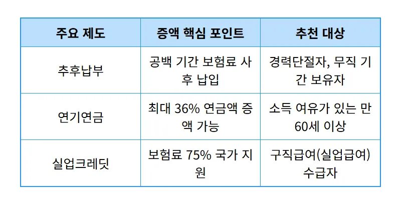 국민연금 예상수령액 늘리는 방법 5가지 현실적인 증액 꿀팁 - 상세 표