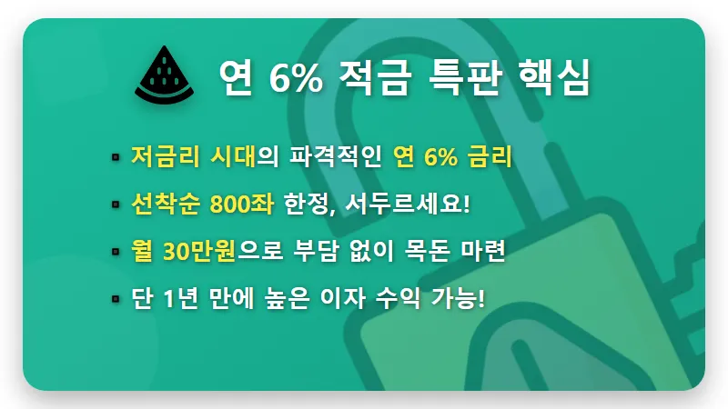 NH저축은행 6% 적금, 800좌 놓치지 마세요! 현실적인 가입 꿀팁 - 핵심 요약